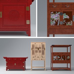 antique cabinet set 3D