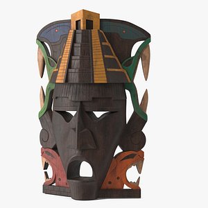 Mayan Tribal Mask Painted Wood