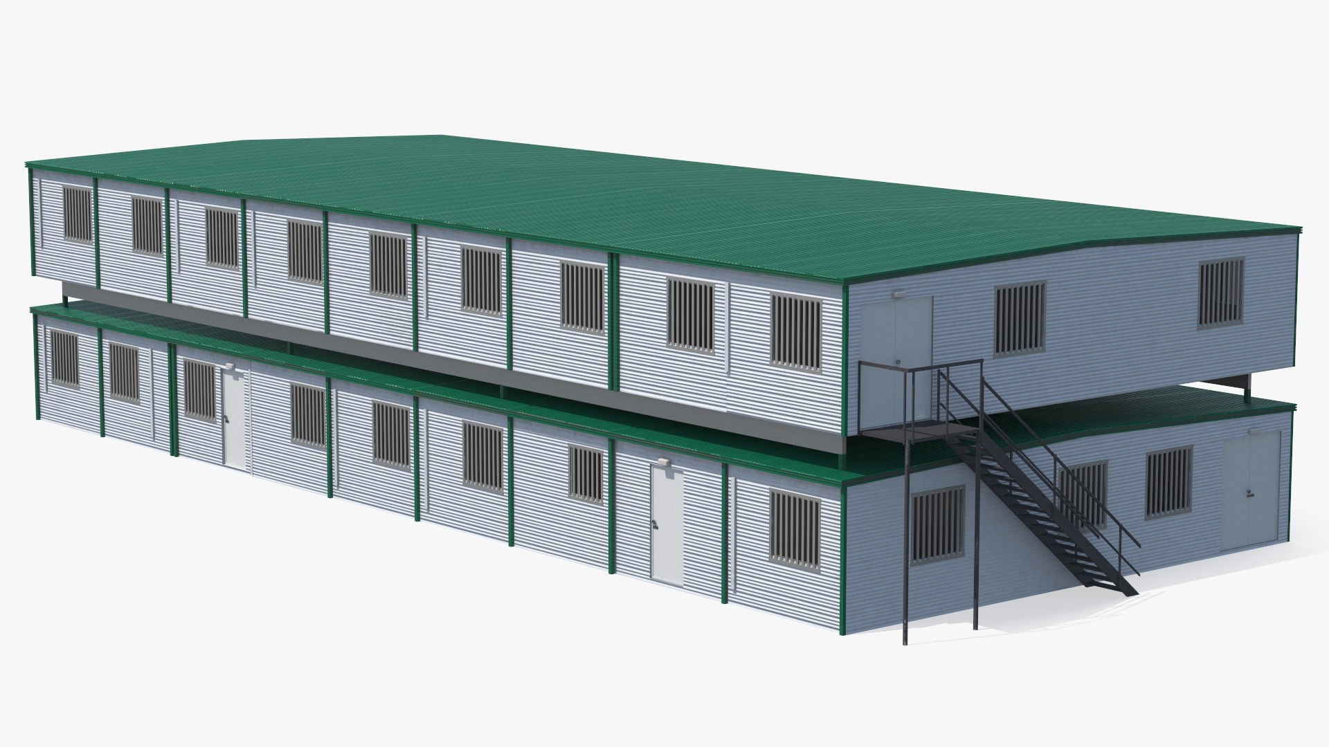 Prefabricated Modular Office Two Story Building 3D model preview