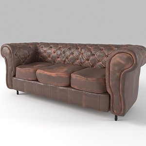 3D model old leather sofa