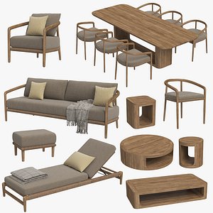 RH Evia Teak Outdoor Furniture Collection 3D model