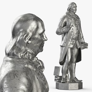 3D Franklin Statue Metallic Silver Finish