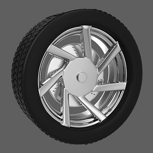 3D Simple Chrome Wheel 3 model