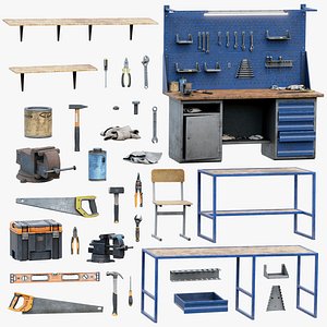 3D Industrial Workshop Asset Pack model