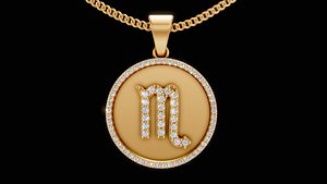 3D Scorpio Scorpion zodiac pendant