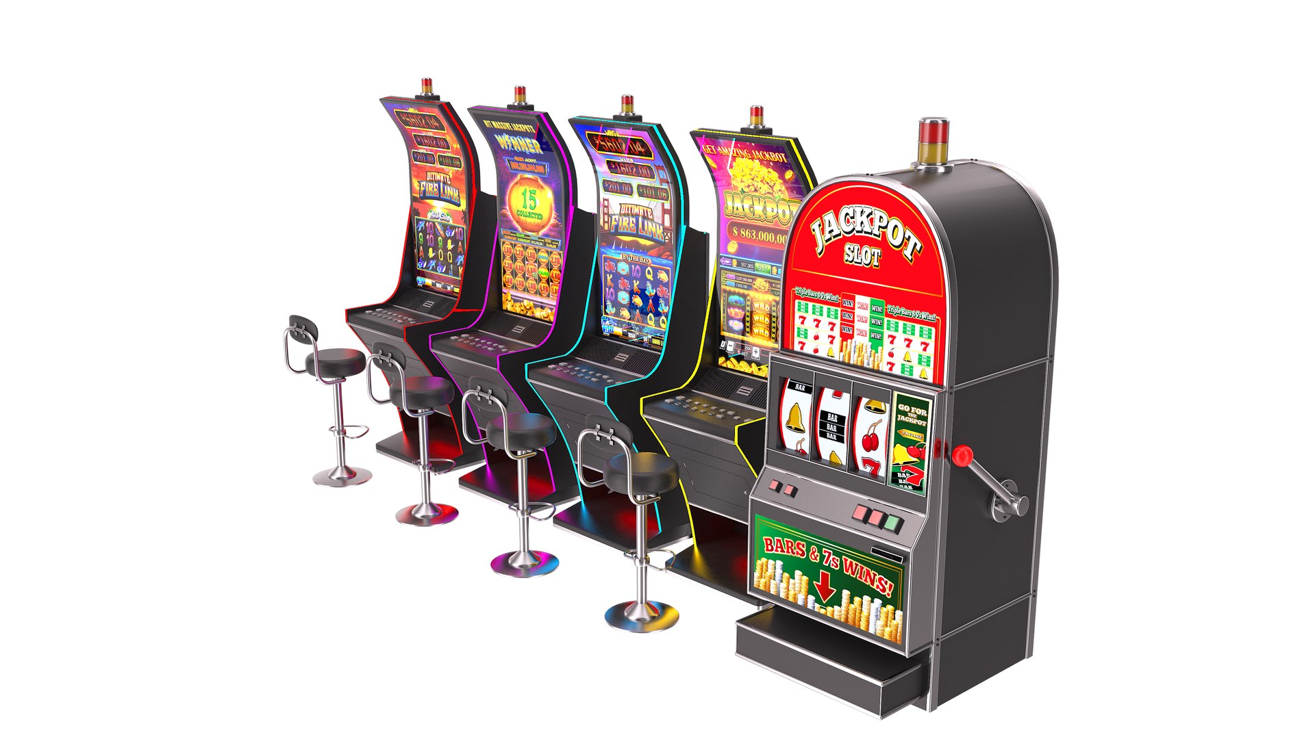 3D Slot Machine Row - TurboSquid 1911390