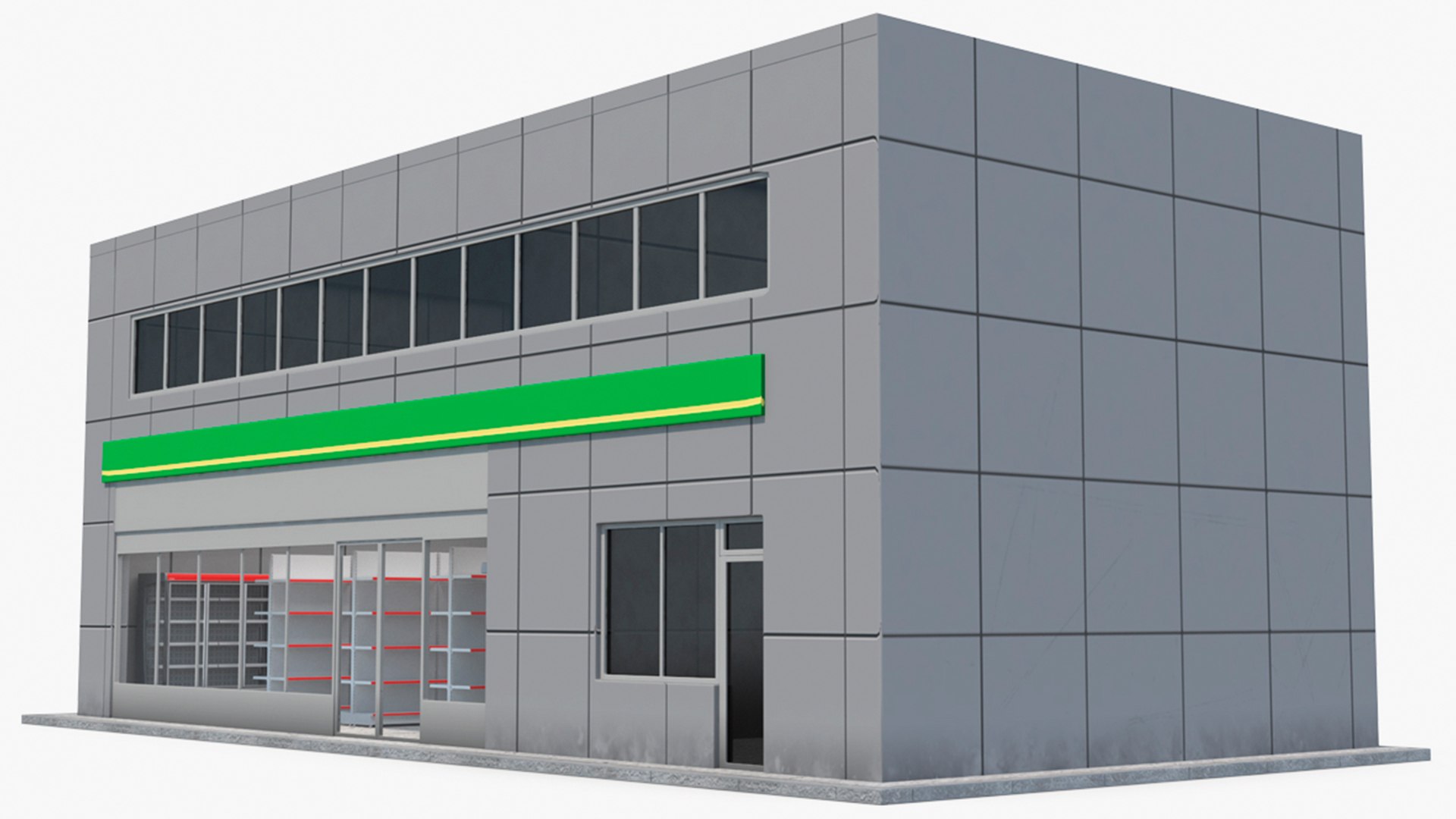 Shop and Office Building 3D model preview