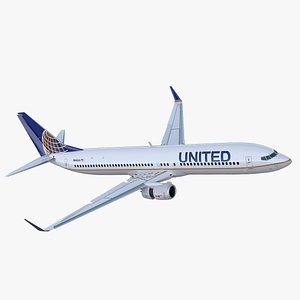 United Airlines Boeing 737-900 ER with Cabin and Doors Rigged 3D model