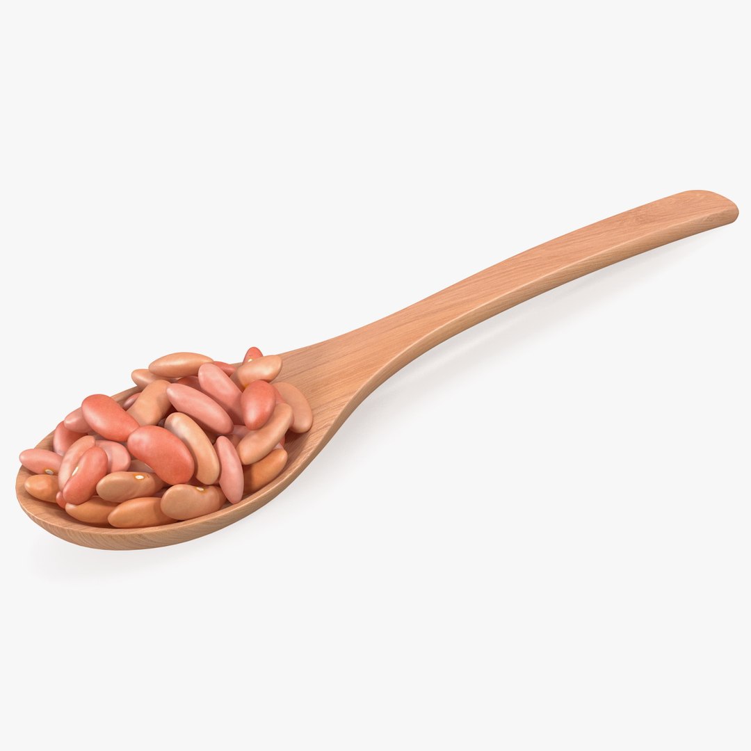 Light Red Kidney Beans in a Spoon 3D model preview