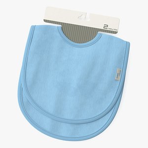 3D model Two Blue Baby Bibs on Hanger
