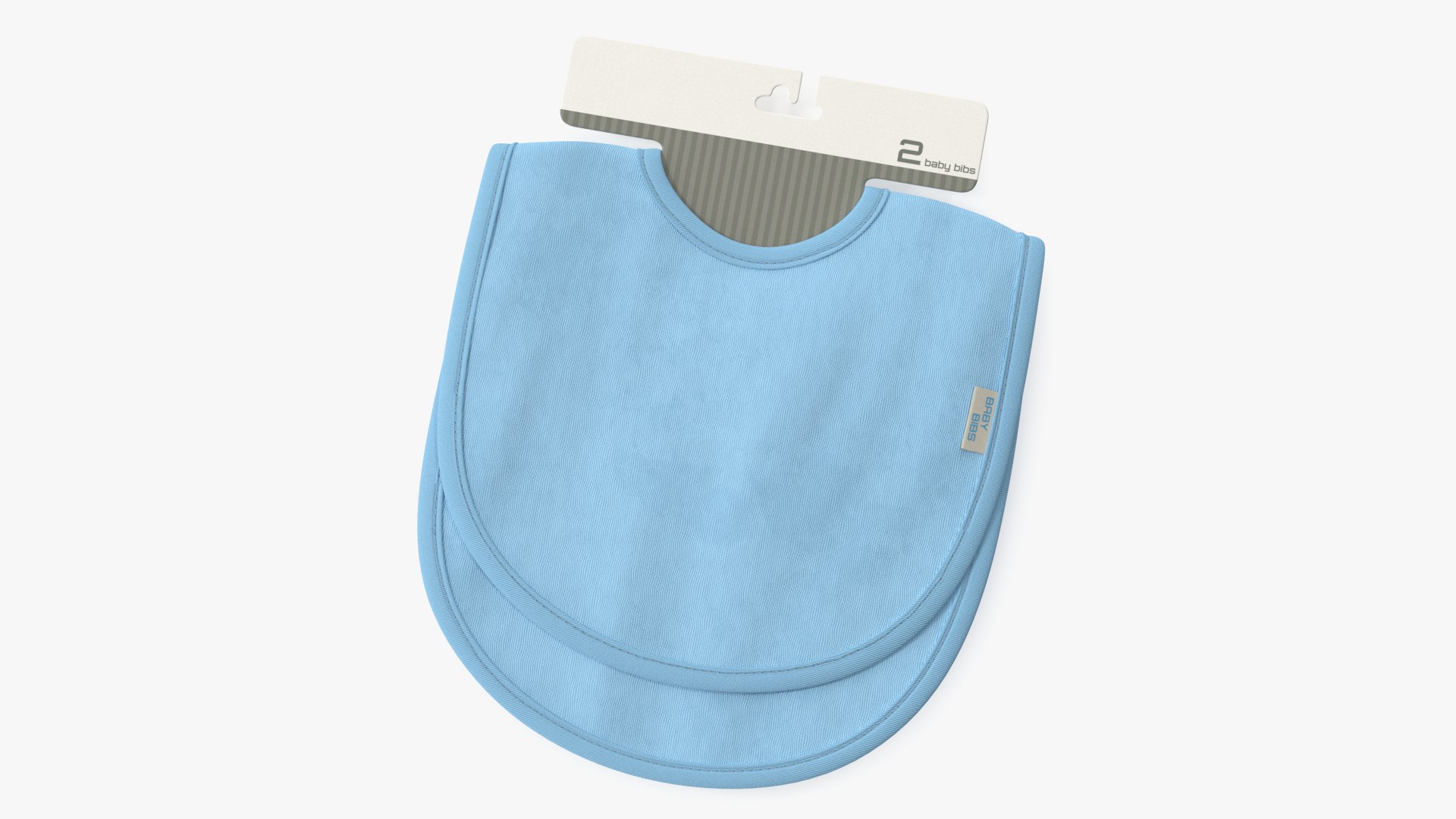 Two Blue Baby Bibs on Hanger 3D model preview