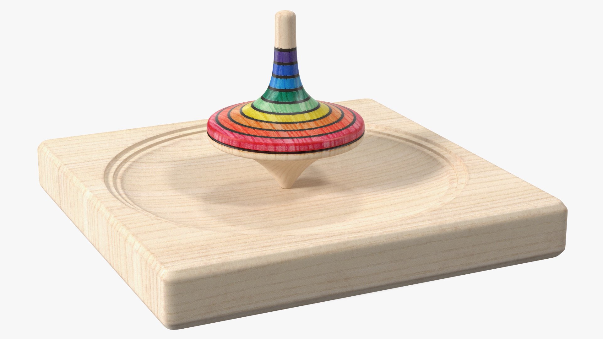 Wooden Spinning Top with Stand 3D model preview