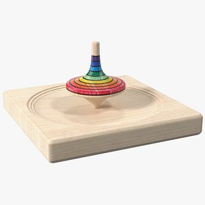 3D Wooden Spinning Top with Stand model