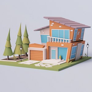 Cartoon Modern House 01 3D model
