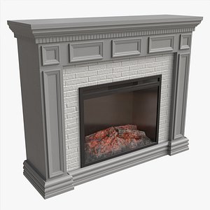 Fireplace in Faux Stone and Wood Delaro