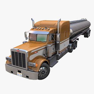 3D model Peterbilt 379 fuel trailer PBR