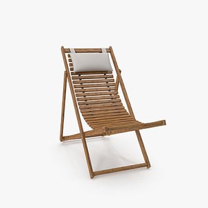 3D Wood Dark Beach Chair with Pillow