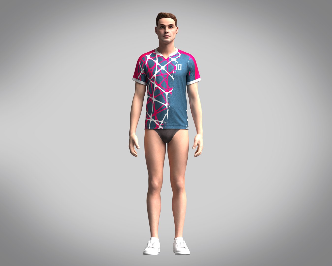 Mens Soccer Blue and Red Magenta Jersey Player-10 3D model