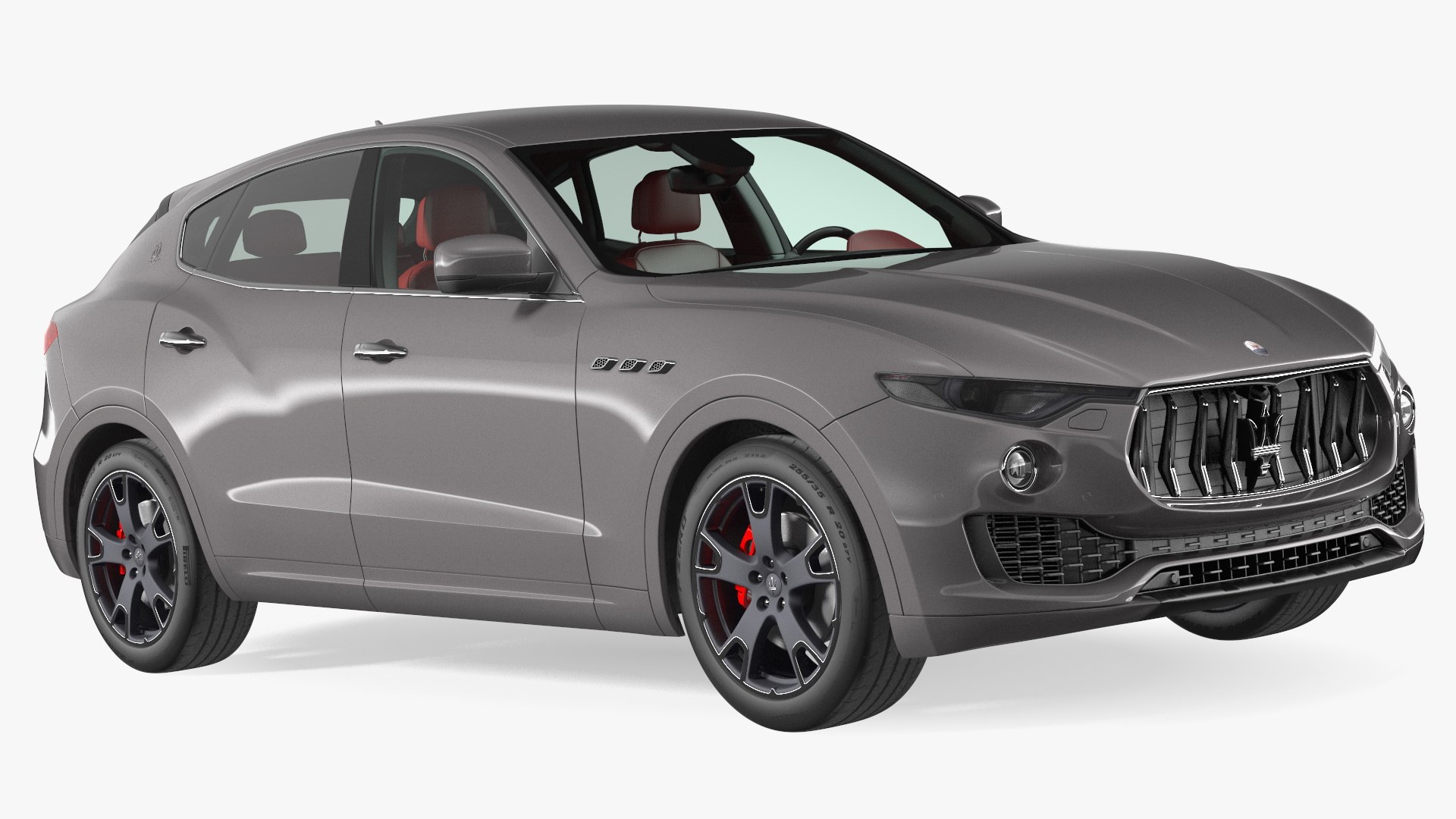 Maserati Levante SUV Gray Simplified 3D model for vehicle visualization, games, animation, transport scenes, and automotive rendering