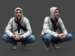 3D Guy Squatting model