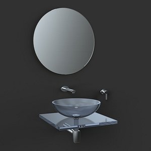 Modern Bathroom Vanity Set with Glass Sink and Mirror