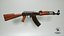 Modelo 3D listo para el juego AK-47 PBR low-poly