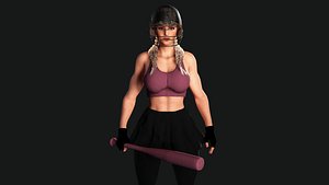 AAA 3D REALISTIC CHARACTER - MUSCULAR GIRL SPORT OUTFIT BASEBALL 3D model