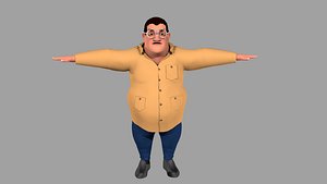 3D TOONY CHARACTER RIGGED FAT MAN MAYA model