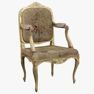 3D Antique Open Arm Chair