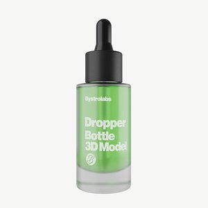 Frosted Glass Dropper Bottle 3D Model - Cosmetic Serum Packaging