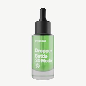 Frosted Glass Dropper Bottle 3D Model - Cosmetic Serum Packaging