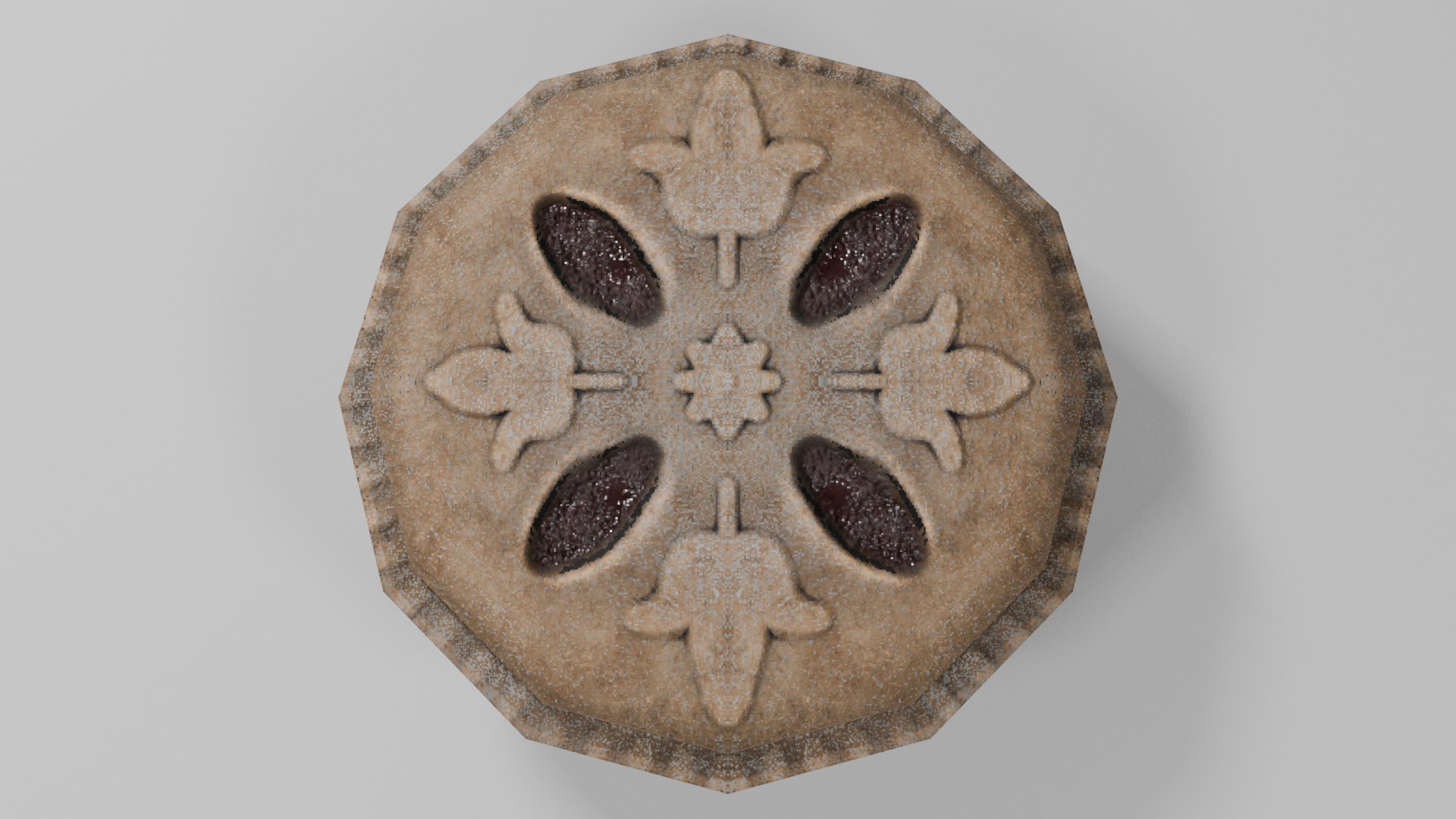 Mince Pie - Low Poly 3D model https://p.turbosquid.com/ts-thumb/dX/FWp2E6/1o/mincepie04/png/1722702339/1920x1080/fit_q87/70a6b445b353fd6a1ce869b585d1b2d4d493d36a/mincepie04.jpg