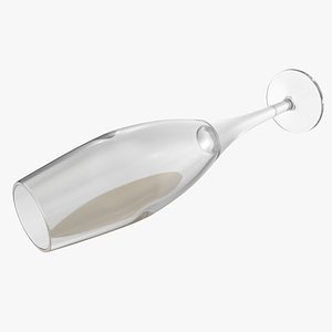 3D realistic champagne glass tipped