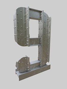 3D model Steel Construction Font - Number 9