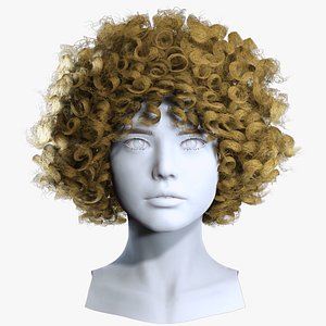 3D model Realistic Tight Curls Short Hair Cut - Game Ready Hair Cards