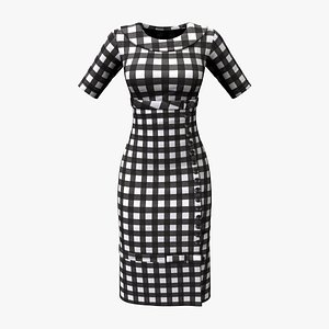 Black and White Checkered Retro Dress