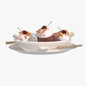 3D Banana Split Sundae