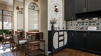 Vintage Interior with Patterned Tiles and Arched Wall Details
