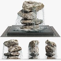 Realistic Rock Water Fountain Cascading Waterfall