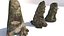 tótems de piedra con forma de monstruos