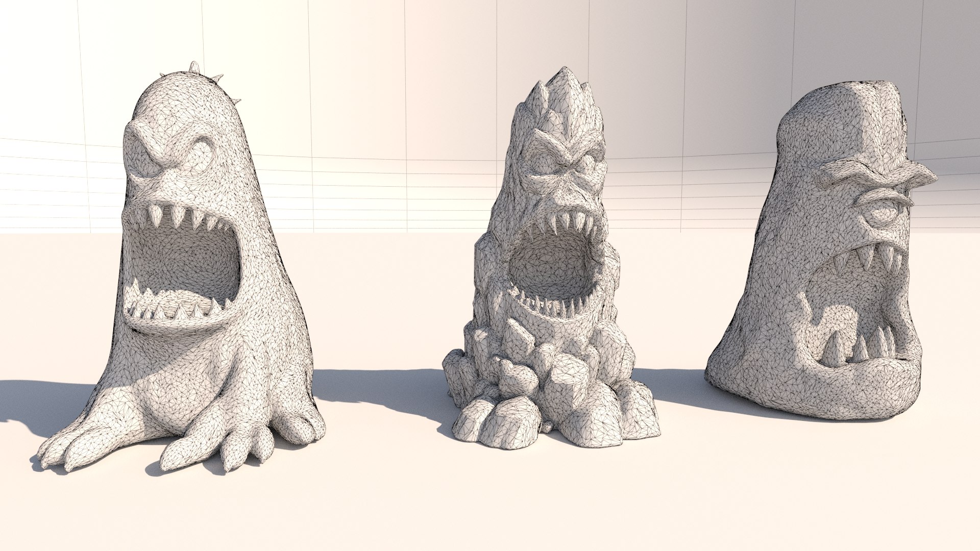 3D stone totems shaped like monsters https://p.turbosquid.com/ts-thumb/dX/l6tiVn/zZ/20001/jpg/1759015770/1920x1080/fit_q87/c4fd2b18a0f36f86e3149c25112b591b5e68fca1/20001.jpg