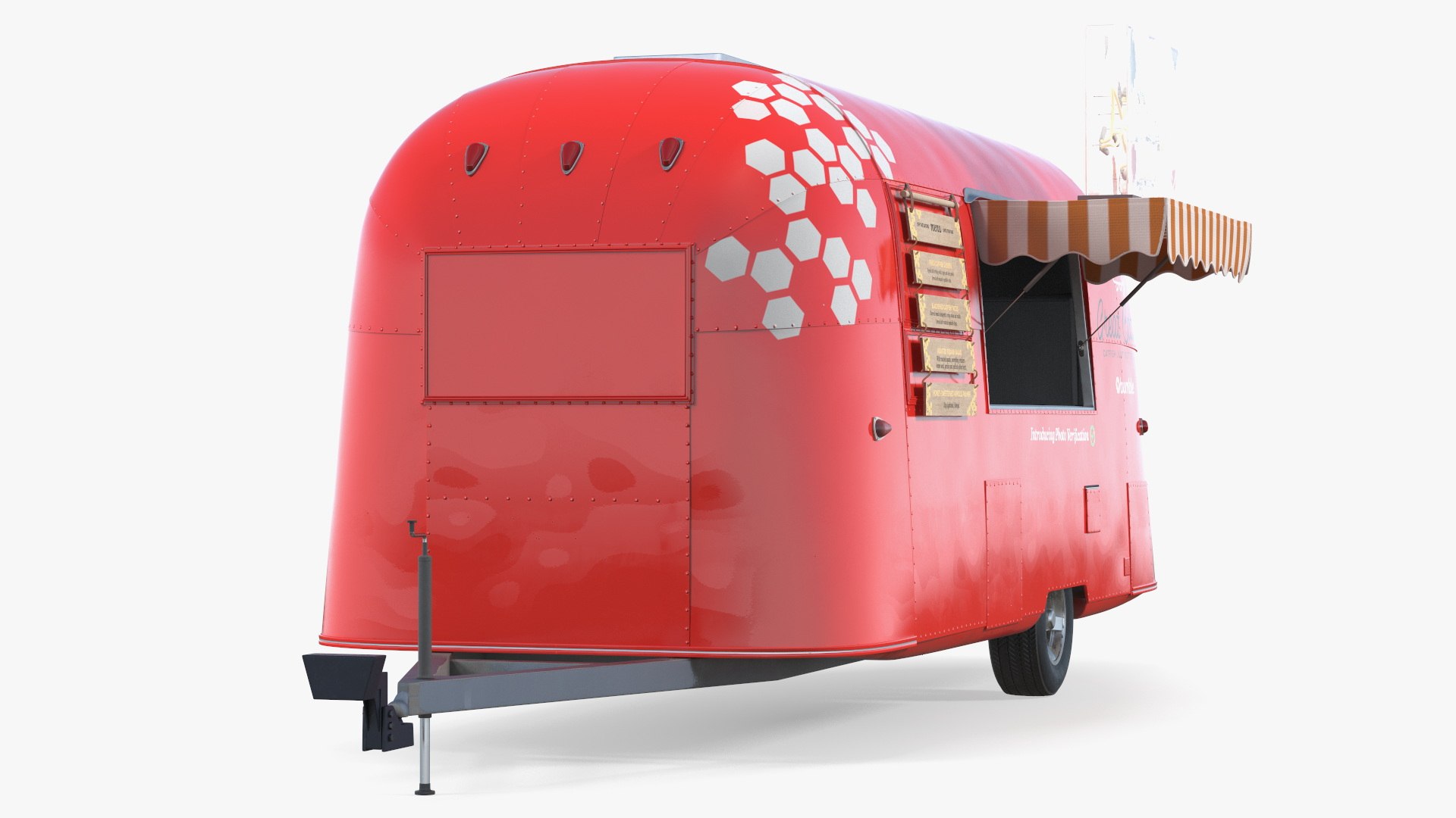 Red Vending Food Truck Mockup Rigged 3D model preview