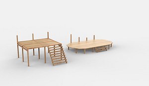 wooden dock 3D model 3D model