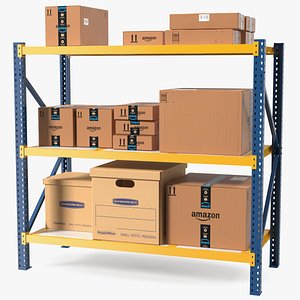 Warehouse Rack with Boxes 3D