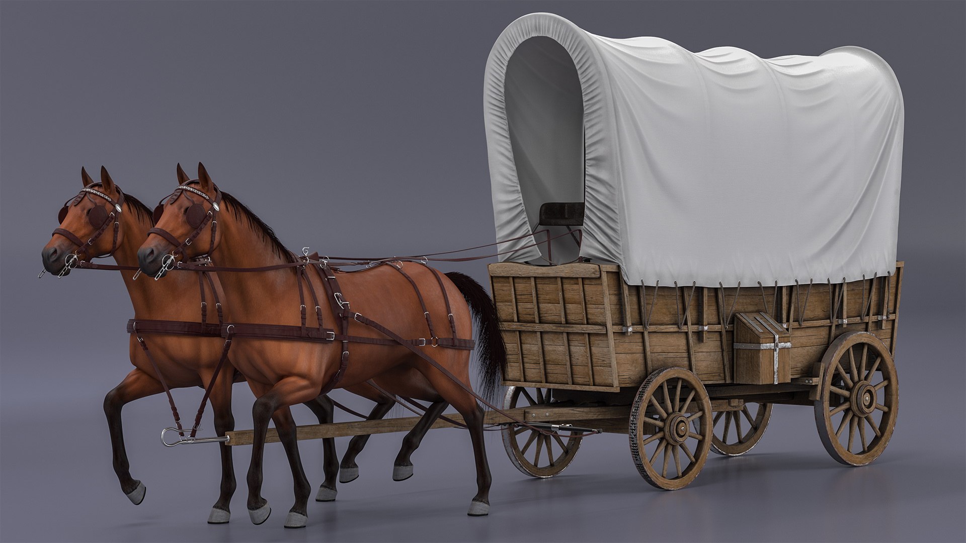 Covered Wagon with Horses 3D model - TurboSquid 1851817