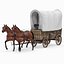 Covered Wagon with Horses 3D model