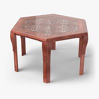 Oriental Dining Table with Carved Top Mahogany