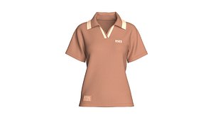 Girls Minimalist Split Neck Polo Shirt model