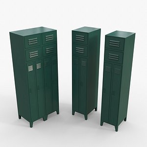 3D model PBR School Gym Locker 10 - Green Dark