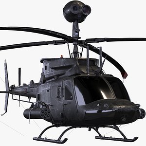 3D bell oh-58d kiowa helicopter model
